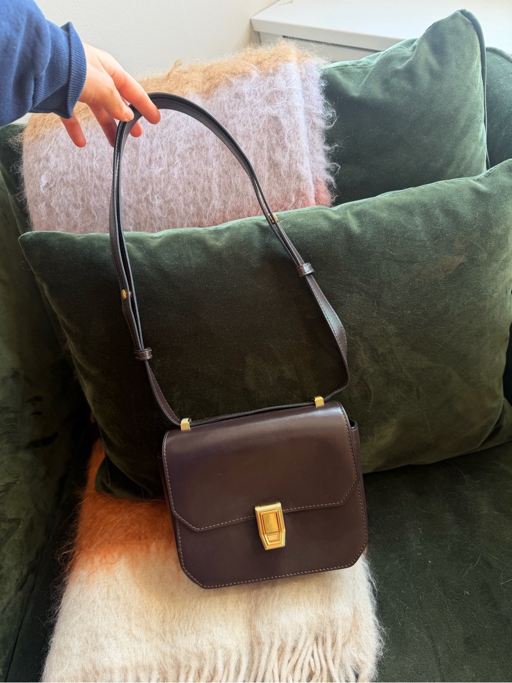 rag & bone Small Crossbody Bag in Dark Brown with Gold Hardware